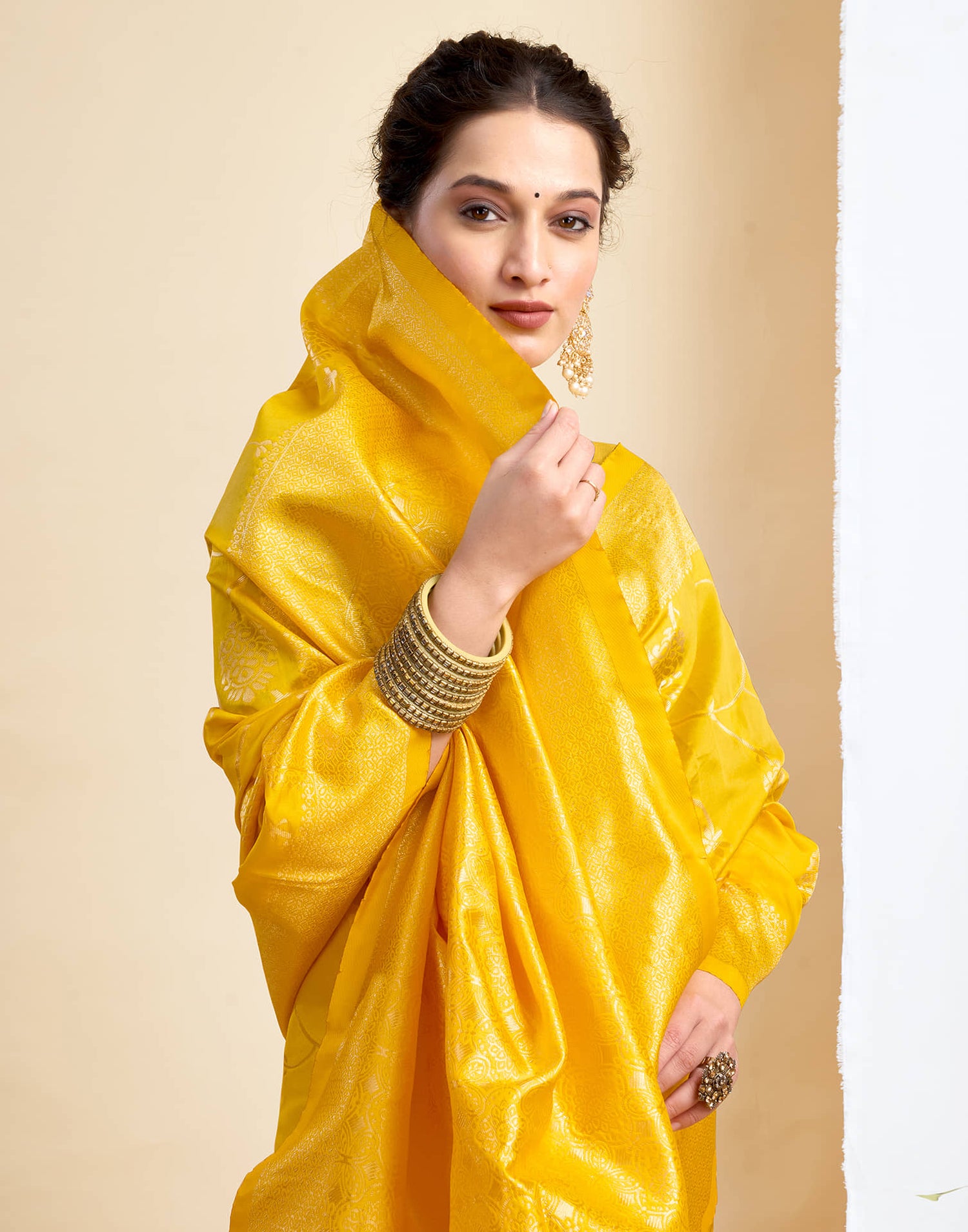 Yellow Silk Woven Banarasi Saree