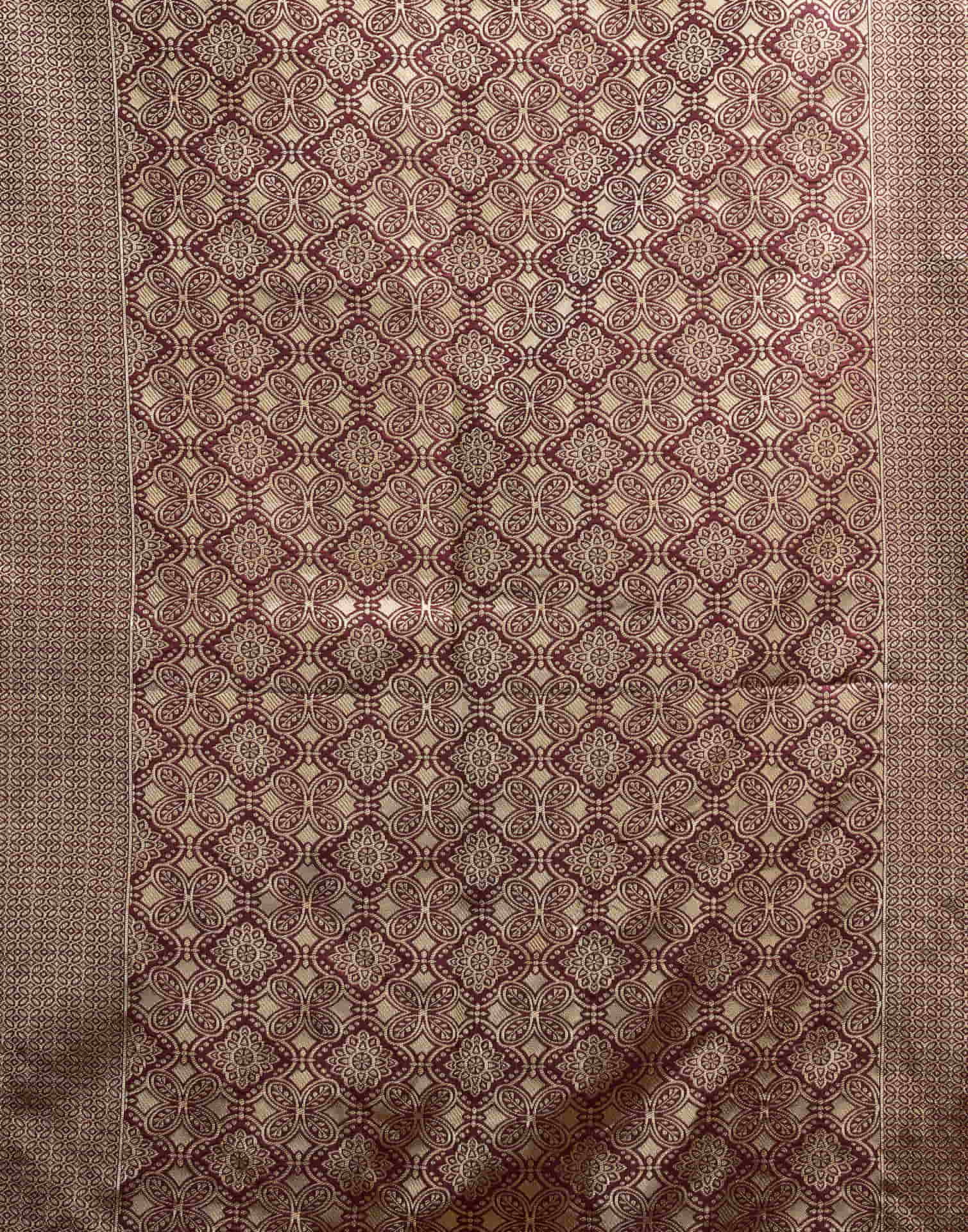 Maroon Silk Woven Banarasi Saree