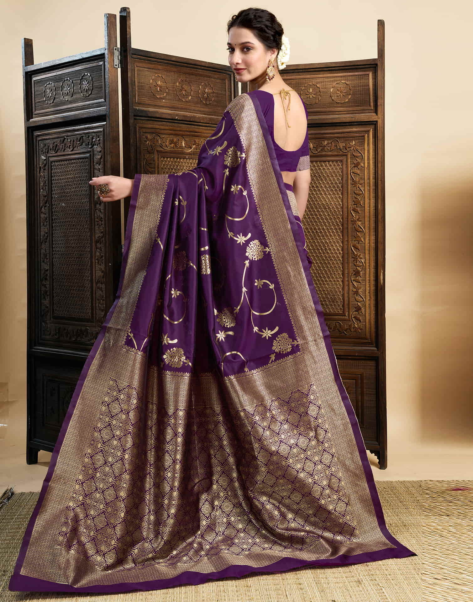 Purple Silk Woven Banarasi Saree