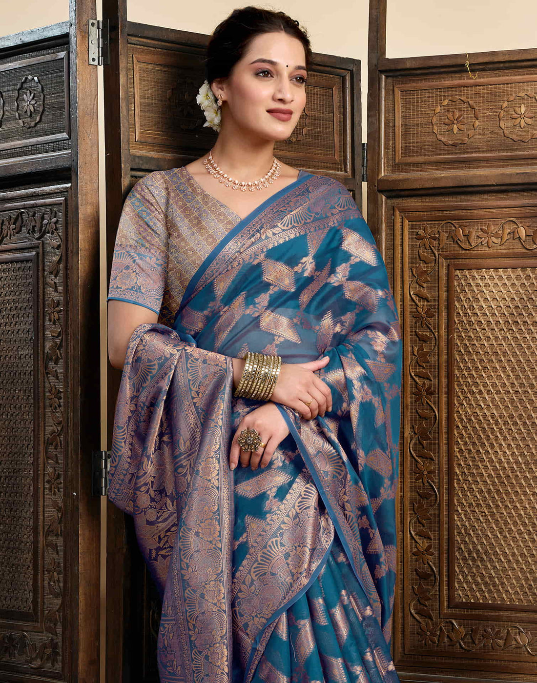 Blue Silk Woven Saree