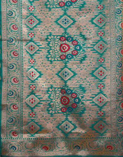 Teal Green Silk Woven Kanjivaram Saree