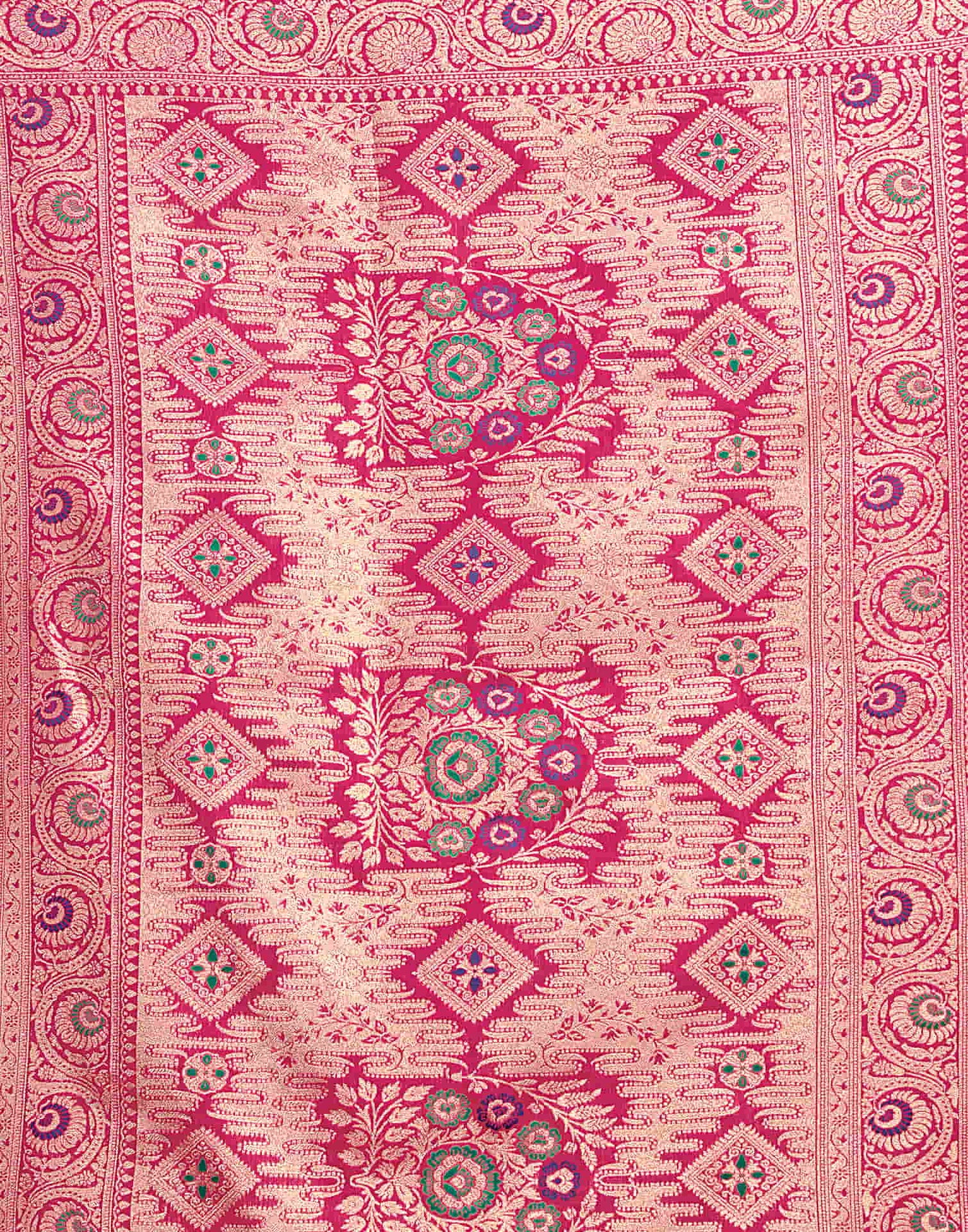 Rani Pink Silk Woven Kanjivaram Saree