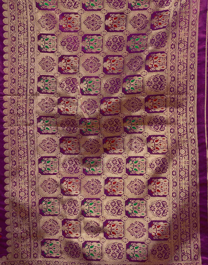 Wine Silk Woven Kanjivaram Saree