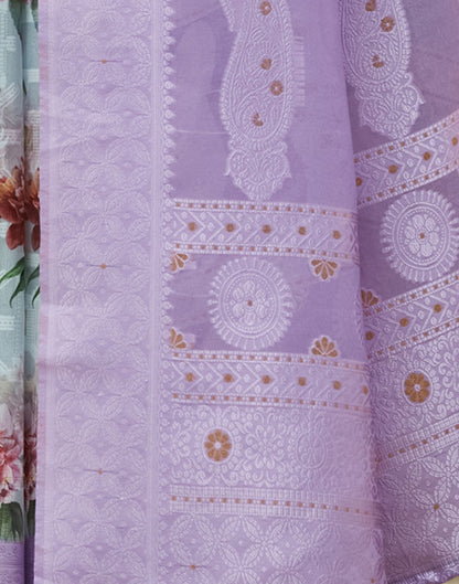 Lavender Silk Floral Printed Saree