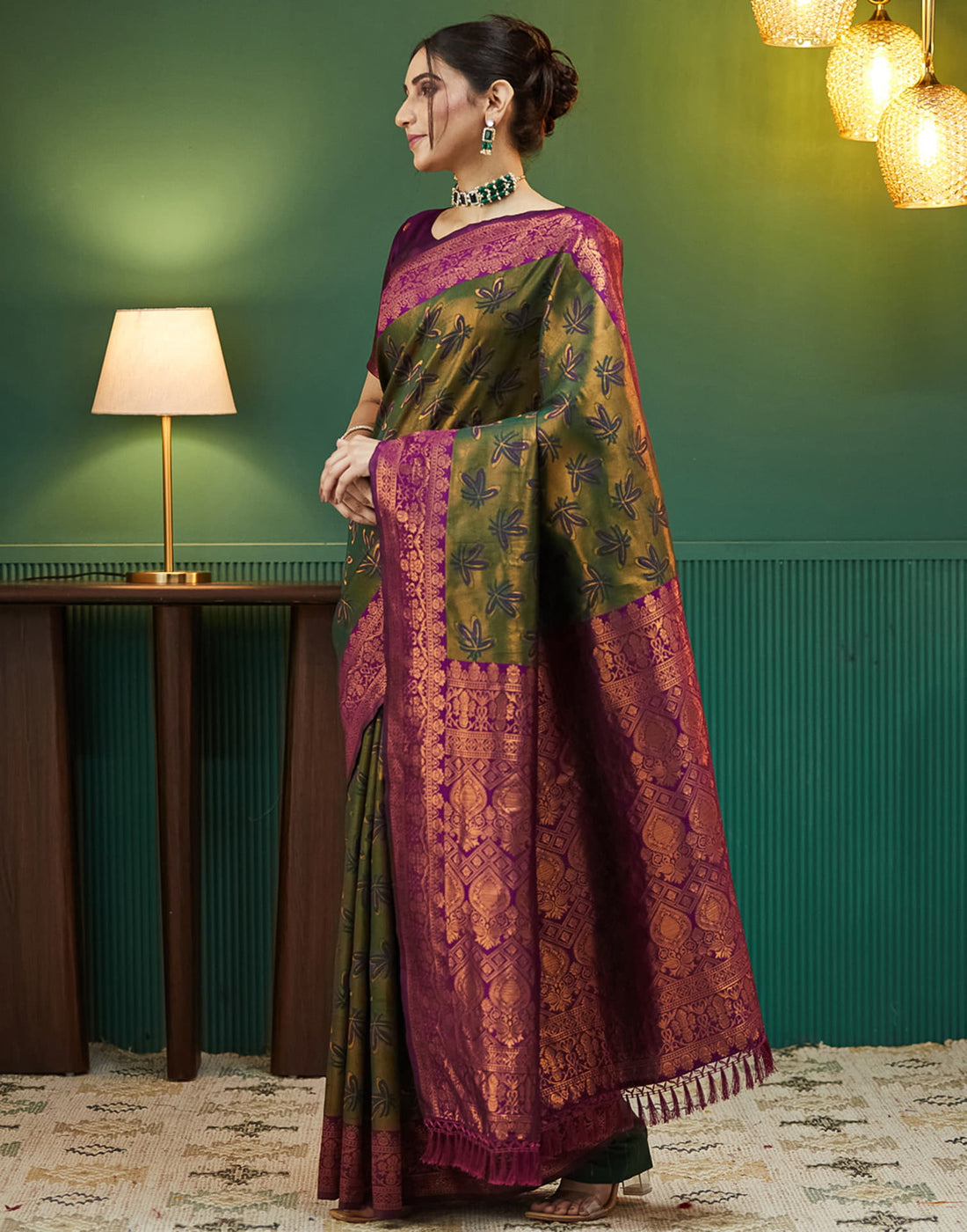 Dark Purple Silk Woven Banarasi Saree
