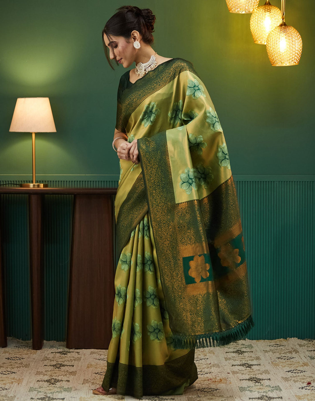 Dark Green Silk Woven Banarasi Saree