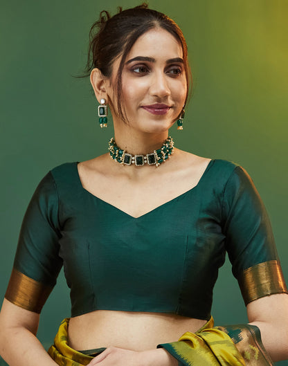 Lime Green Silk Woven Saree