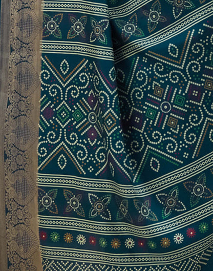 Rama Blue Bandhani Printed Silk Saree