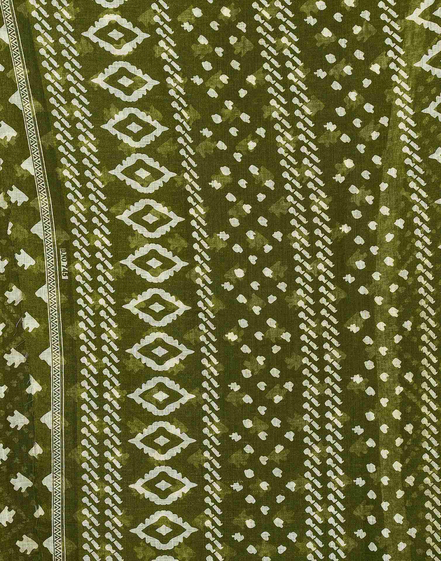 Olive Green Cotton Linen Printed Saree