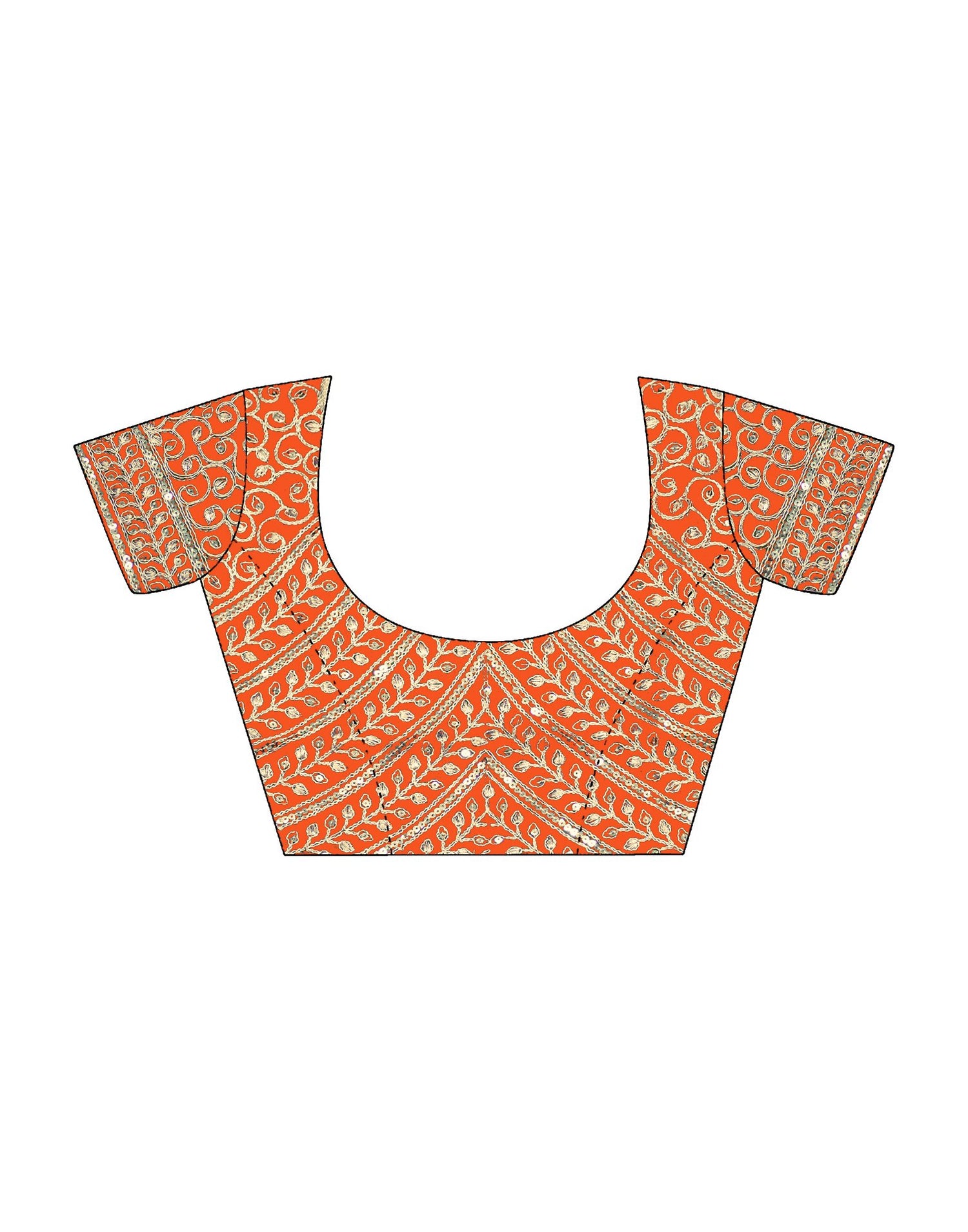 Orange Tissue Silk Sequence Embroidery Saree