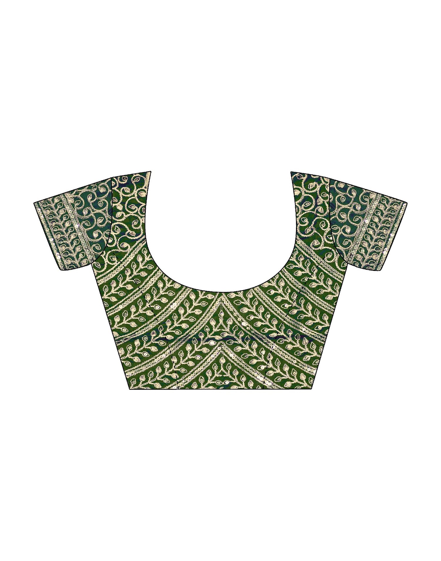 Mehandi Green Tissue Silk Sequence Embroidery Saree