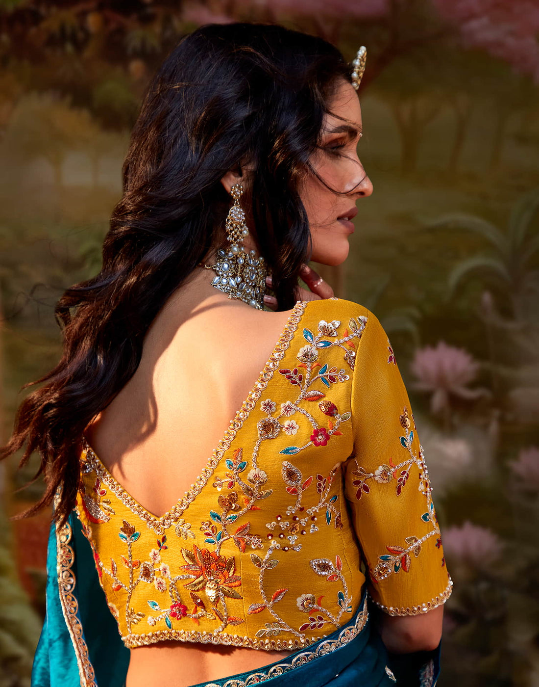 Rama Blue Silk Sequence Embroidery Saree