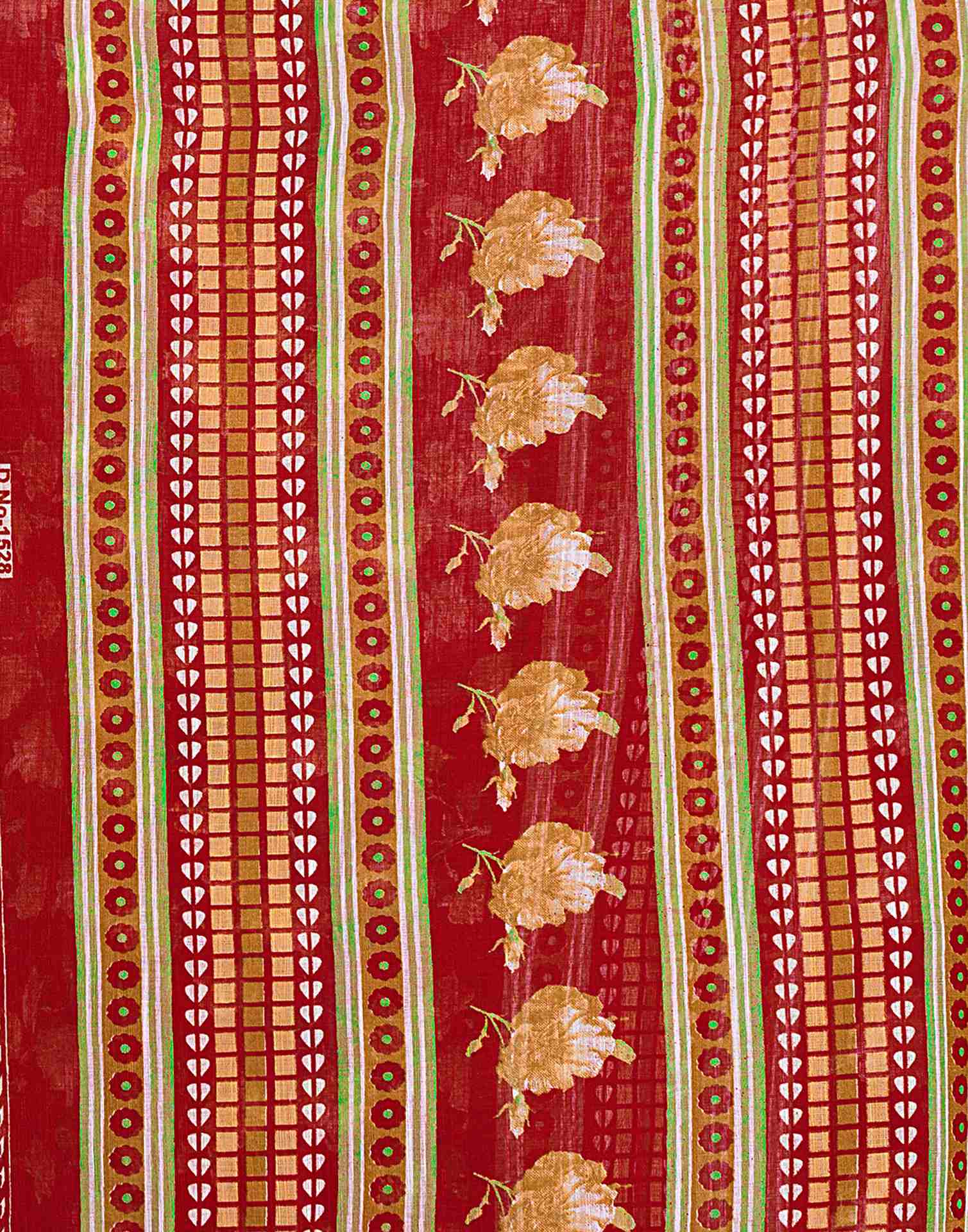 Red Cotton Linen Floral Printed Saree