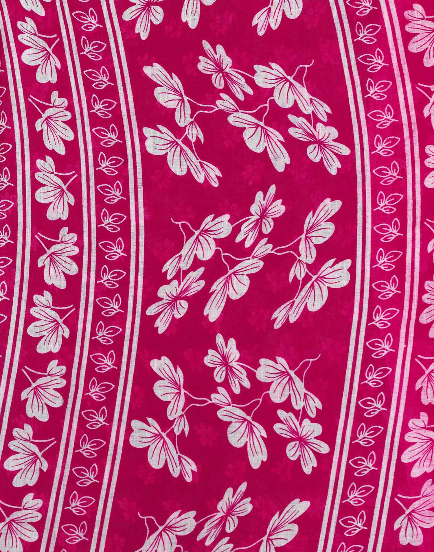 Rani Pink Cotton Linen Floral Printed Saree