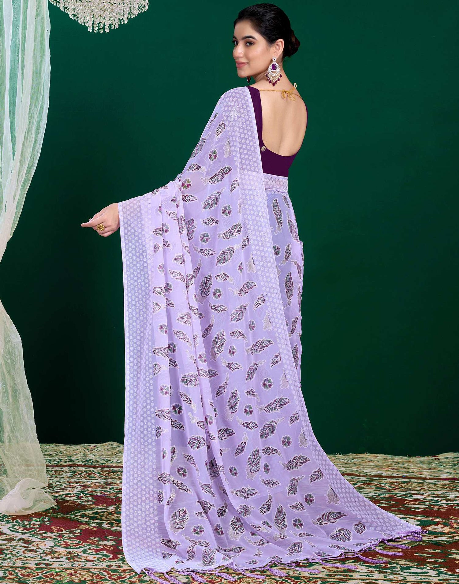 Light Purple Georgette Printed Saree