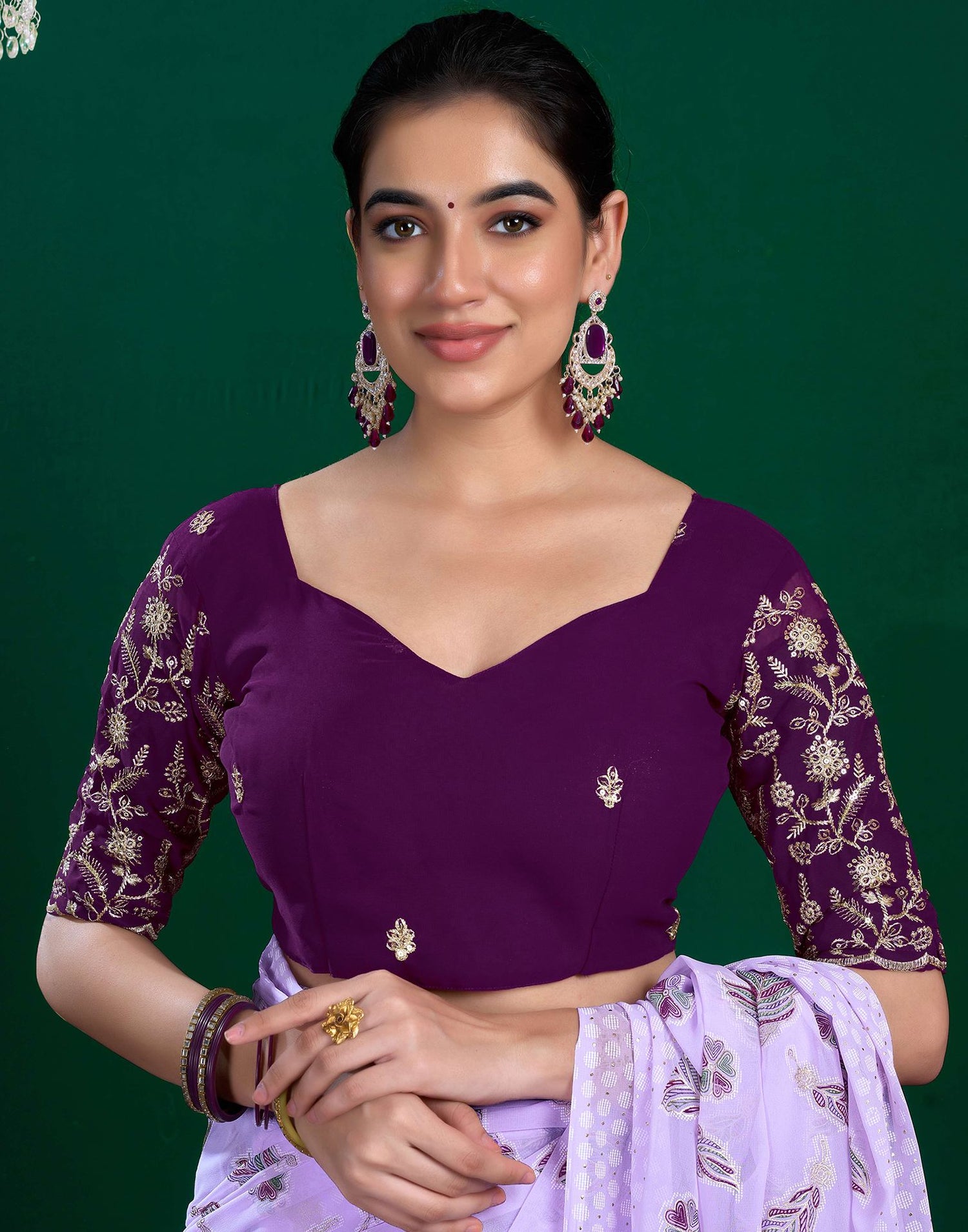 Light Purple Georgette Printed Saree