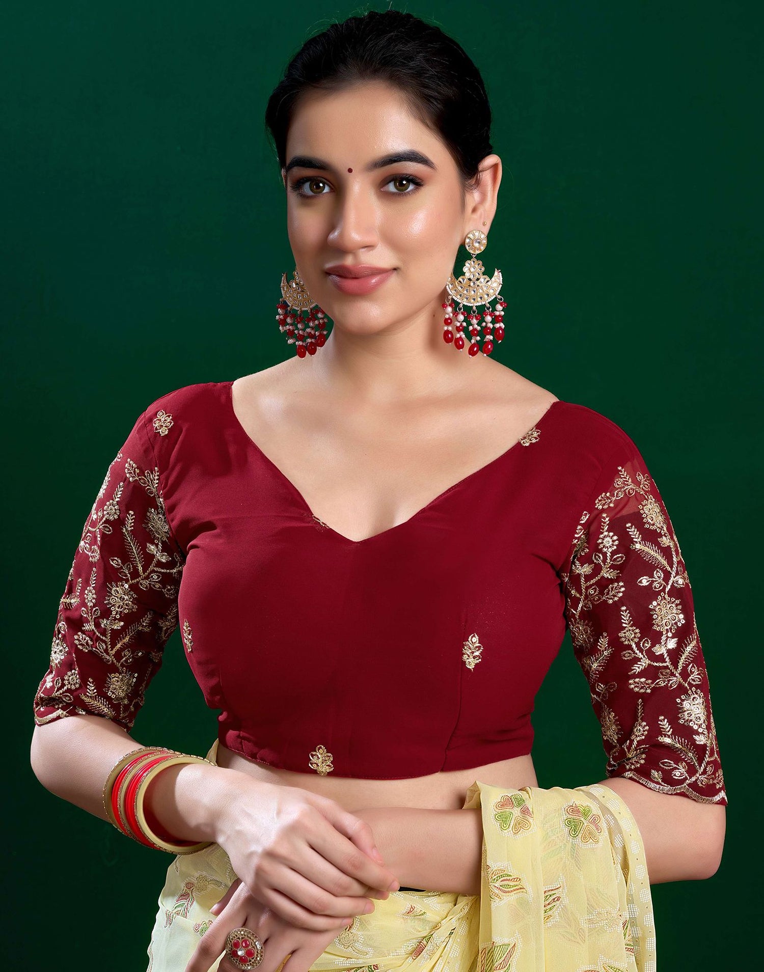 Light Yellow Georgette Printed Saree