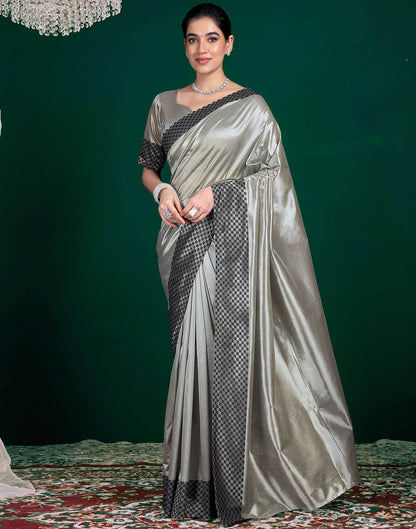 Grey Shimmer Tissue Top Dyed Woven Saree