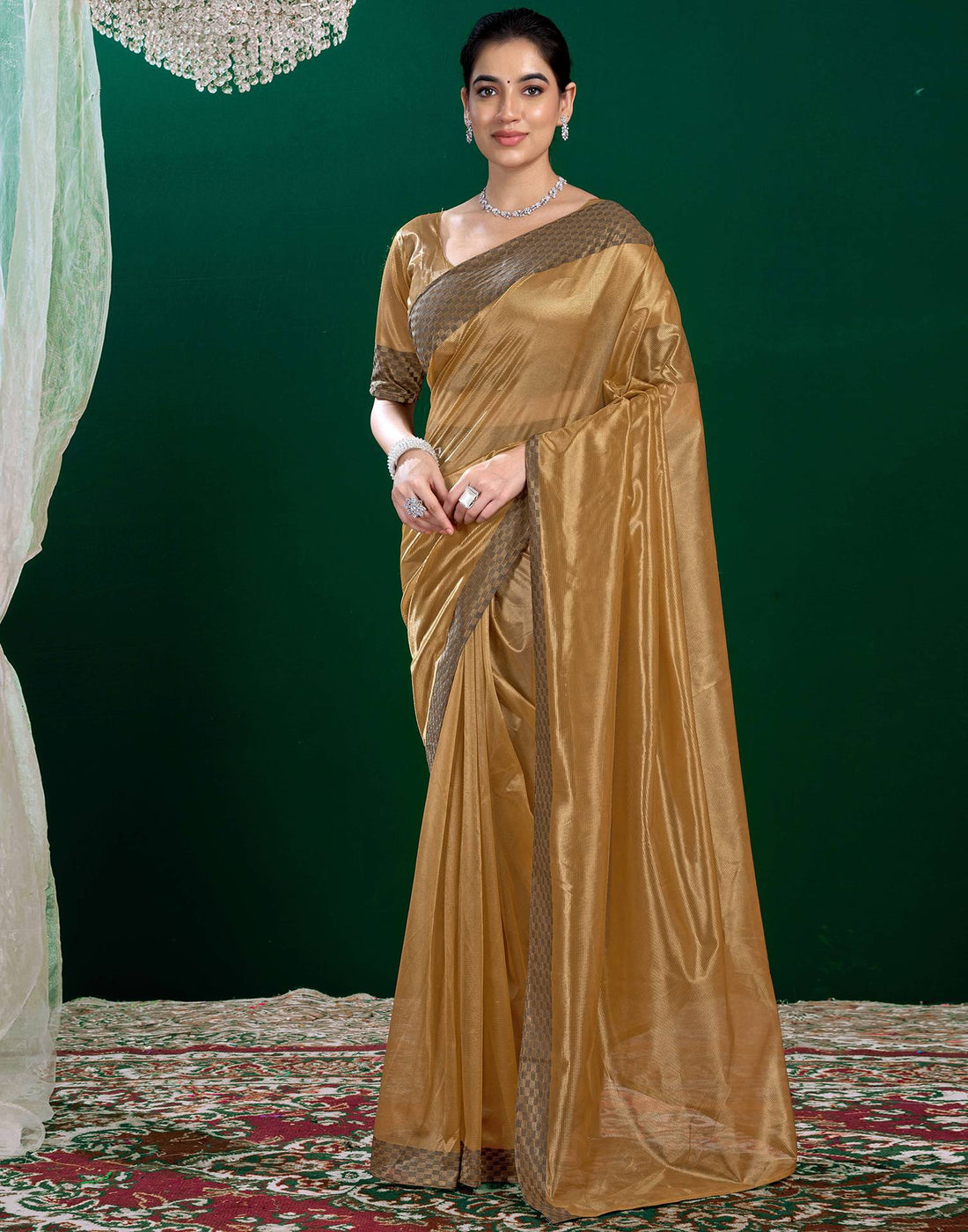 Golden Shimmer Tissue Top Dyed Woven Saree