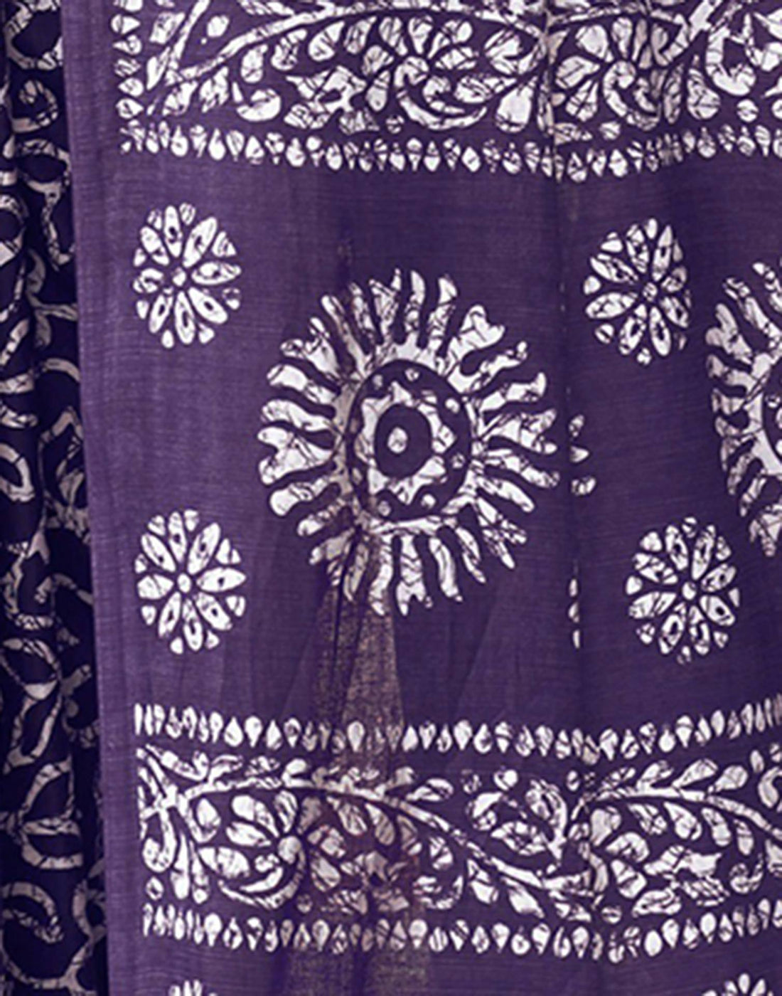 Purple Pure Cotton Printed Saree