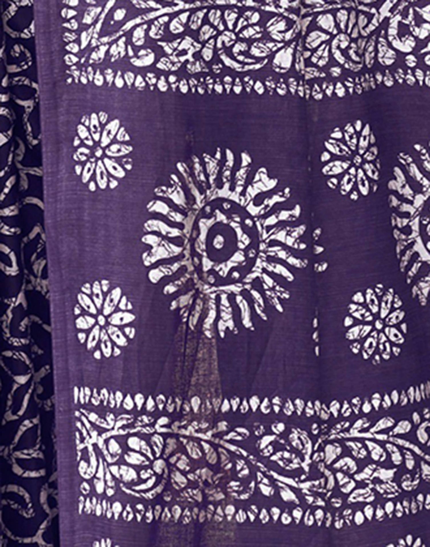 Purple Pure Cotton Printed Saree