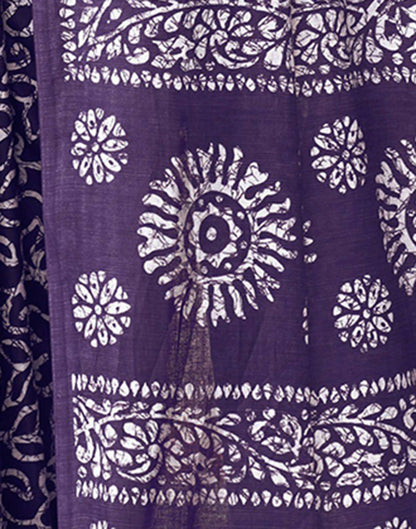 Purple Pure Cotton Printed Saree