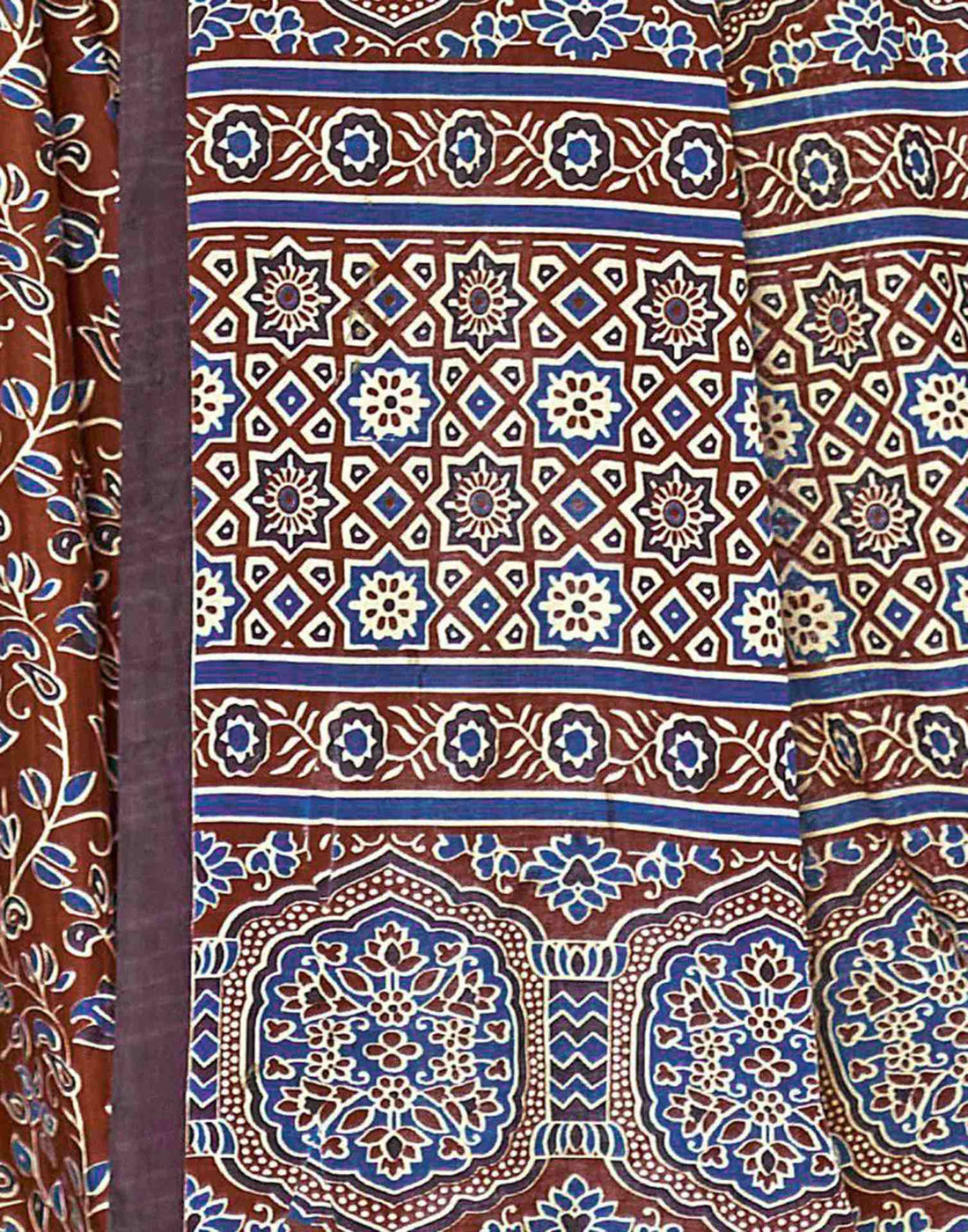 Brown Pure Cotton Printed Saree