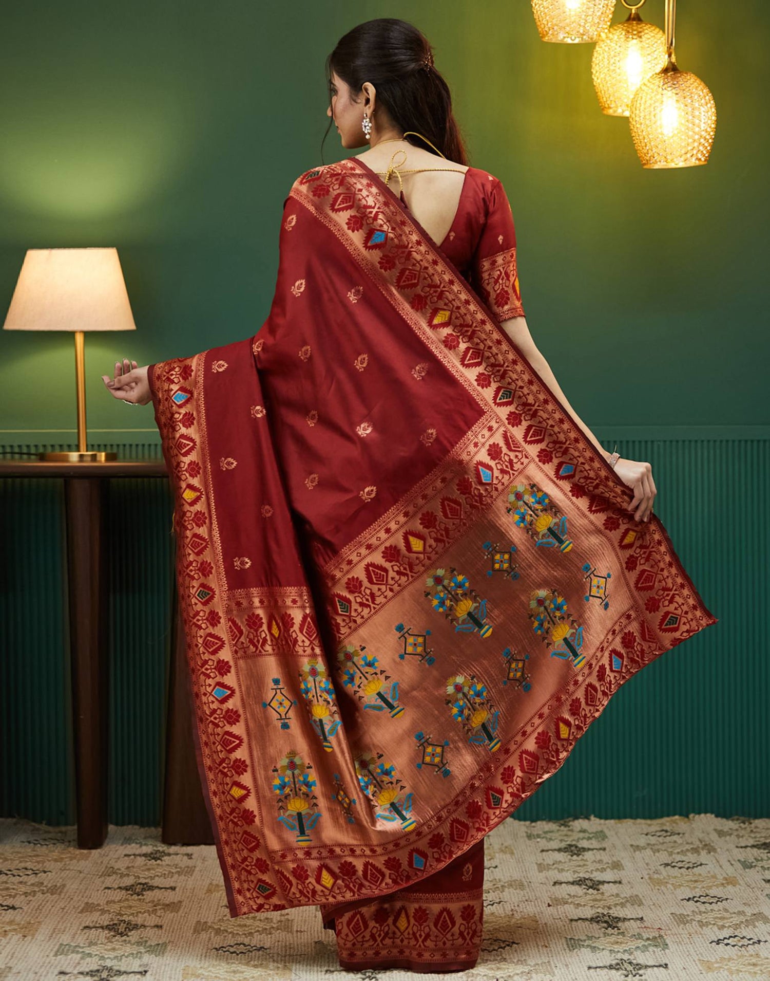 Maroon Silk Woven Paithani Saree