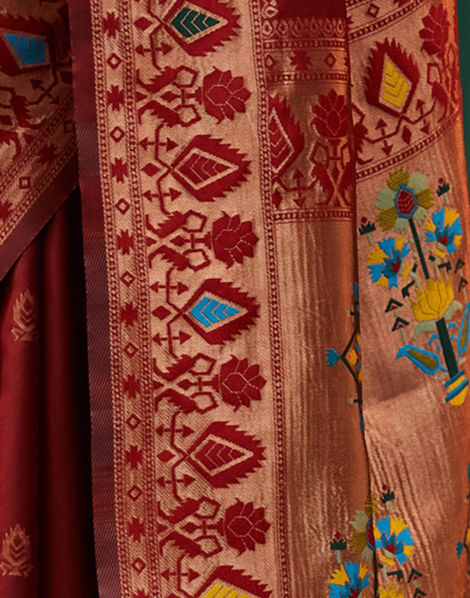 Maroon Silk Woven Paithani Saree