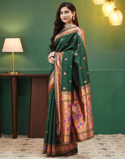 Dark Green Silk Woven Paithani Saree