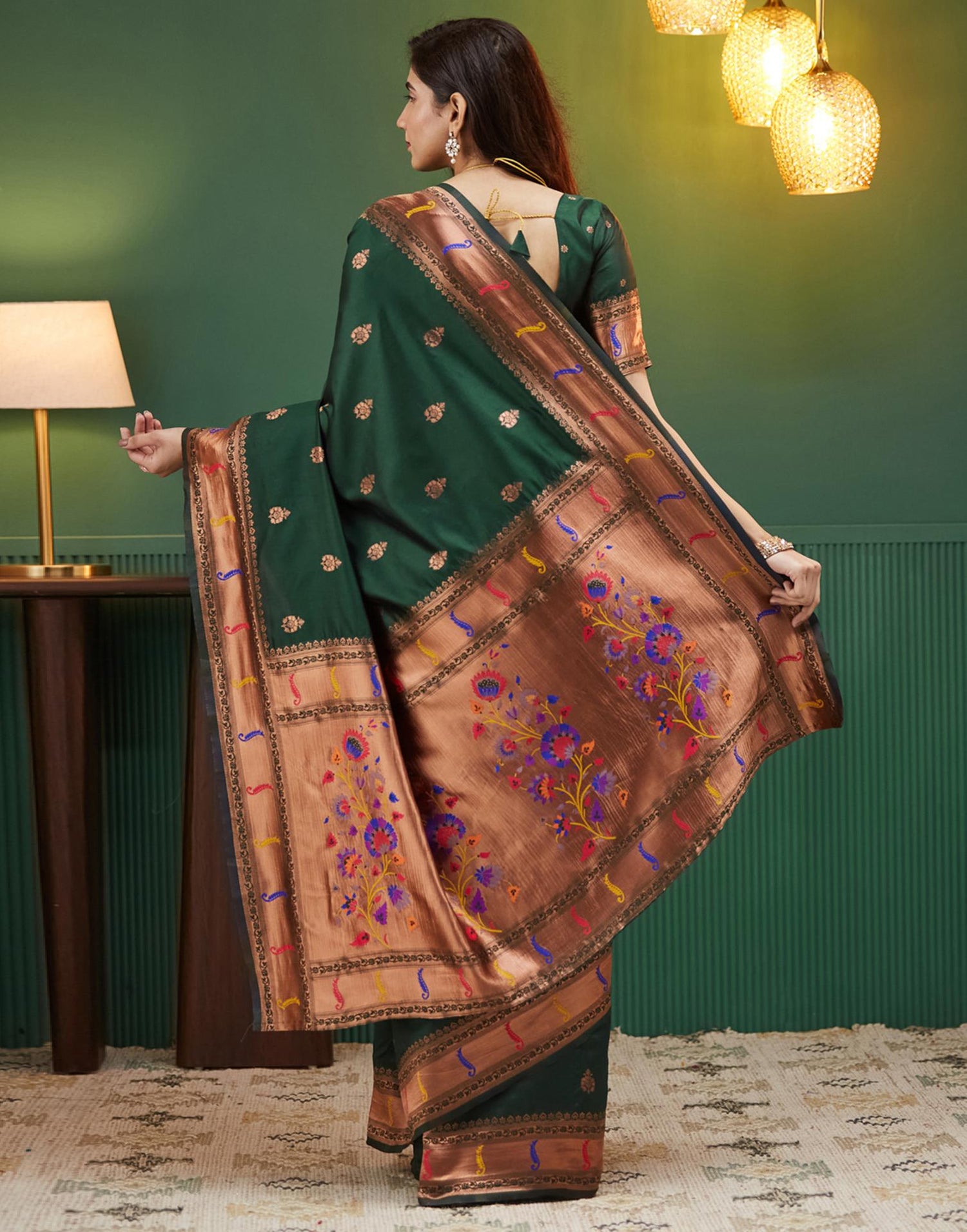 Dark Green Silk Woven Paithani Saree