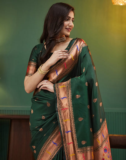Dark Green Silk Woven Paithani Saree