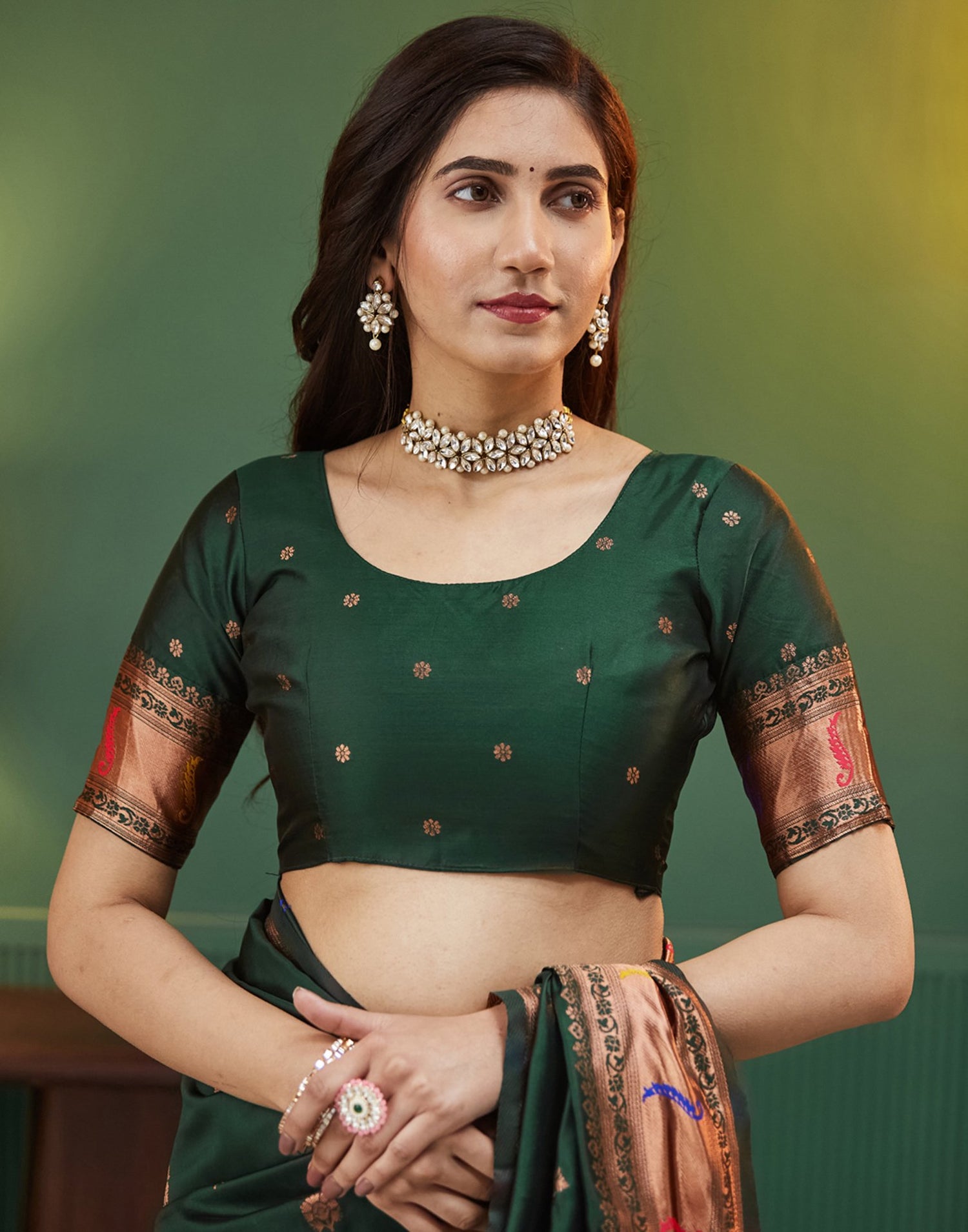 Dark Green Silk Woven Paithani Saree