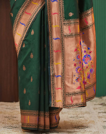 Dark Green Silk Woven Paithani Saree