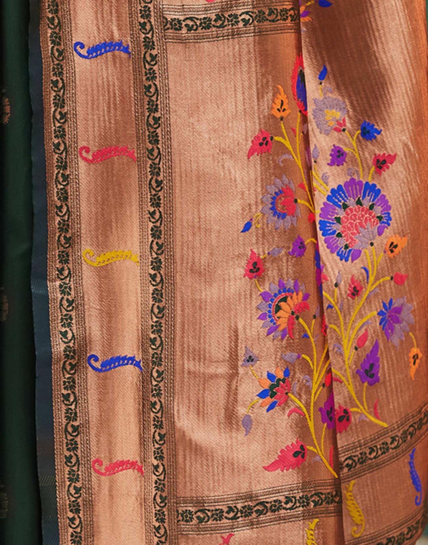 Dark Green Silk Woven Paithani Saree