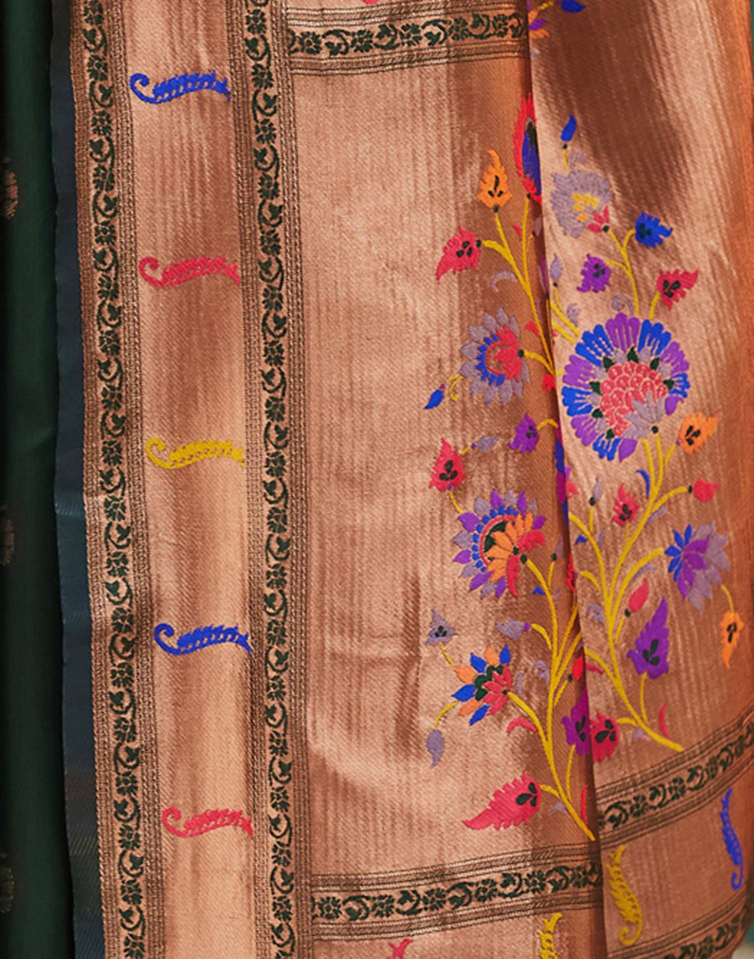 Dark Green Silk Woven Paithani Saree