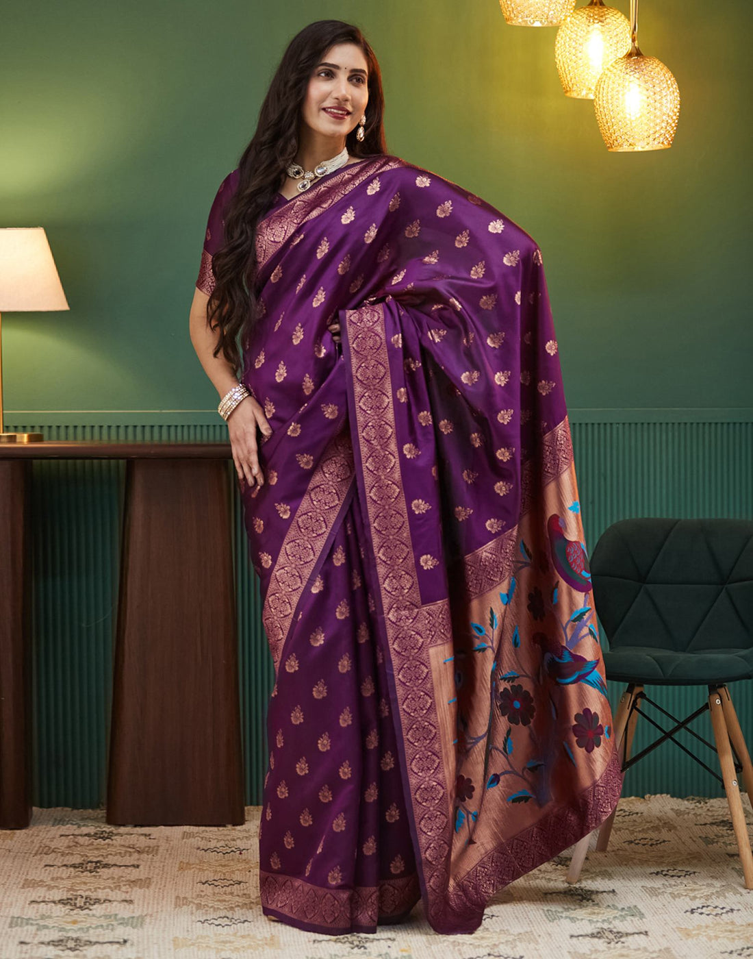 Dark Purple Silk Woven Paithani Saree