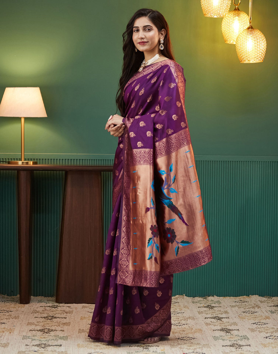 Dark Purple Silk Woven Paithani Saree