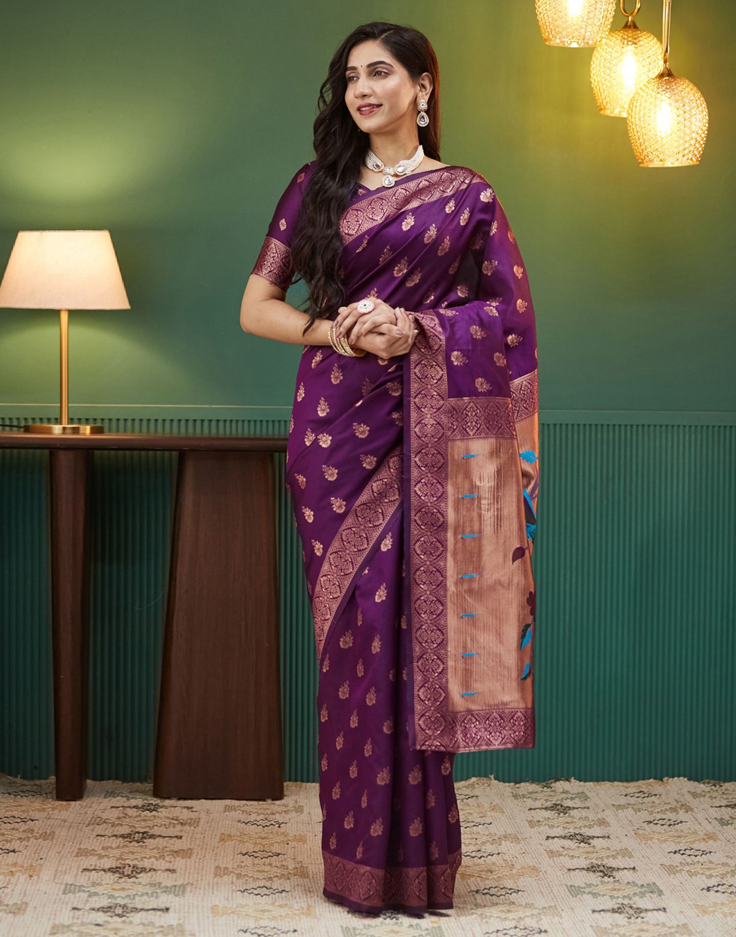 Dark Purple Silk Woven Paithani Saree