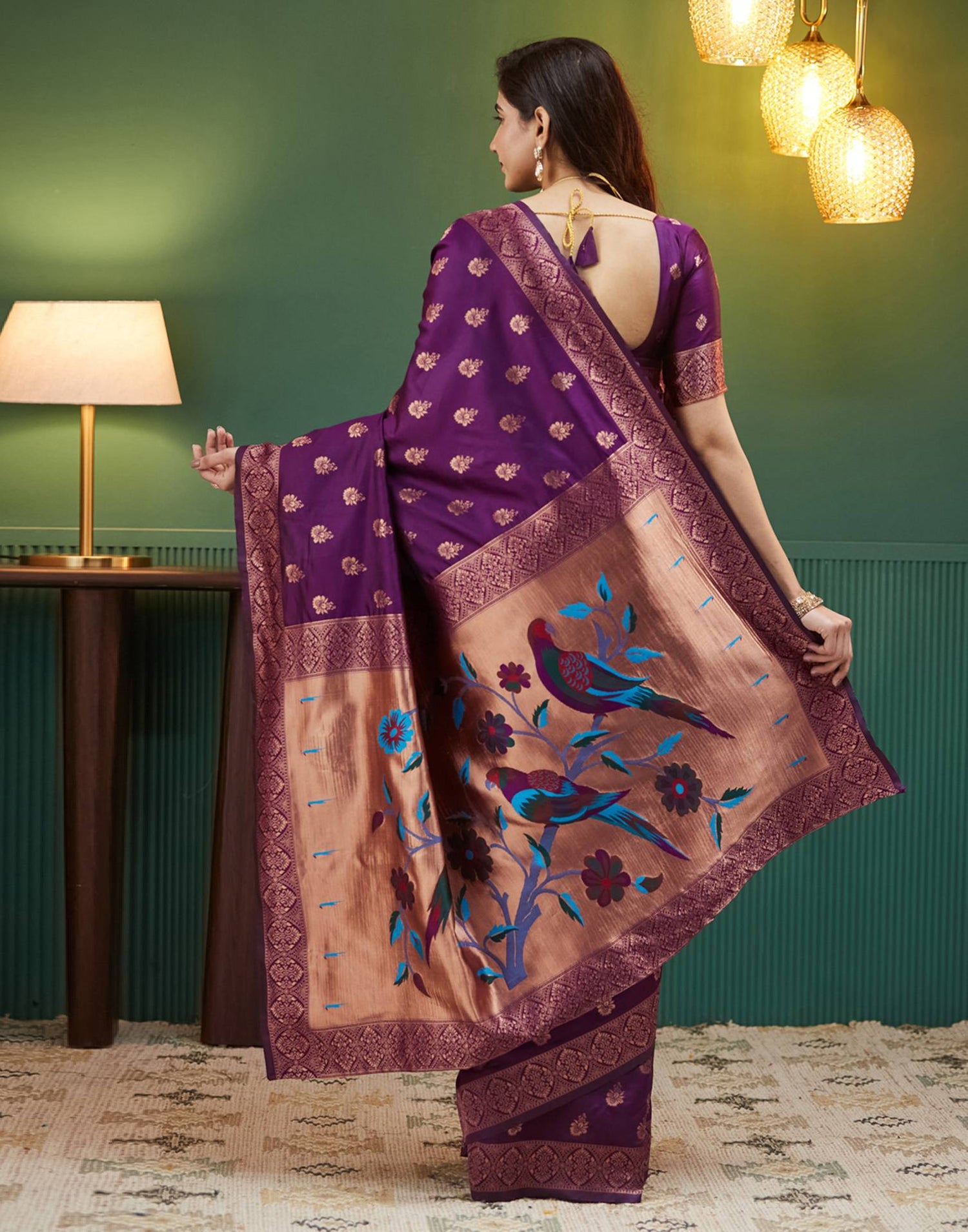 Dark Purple Silk Woven Paithani Saree