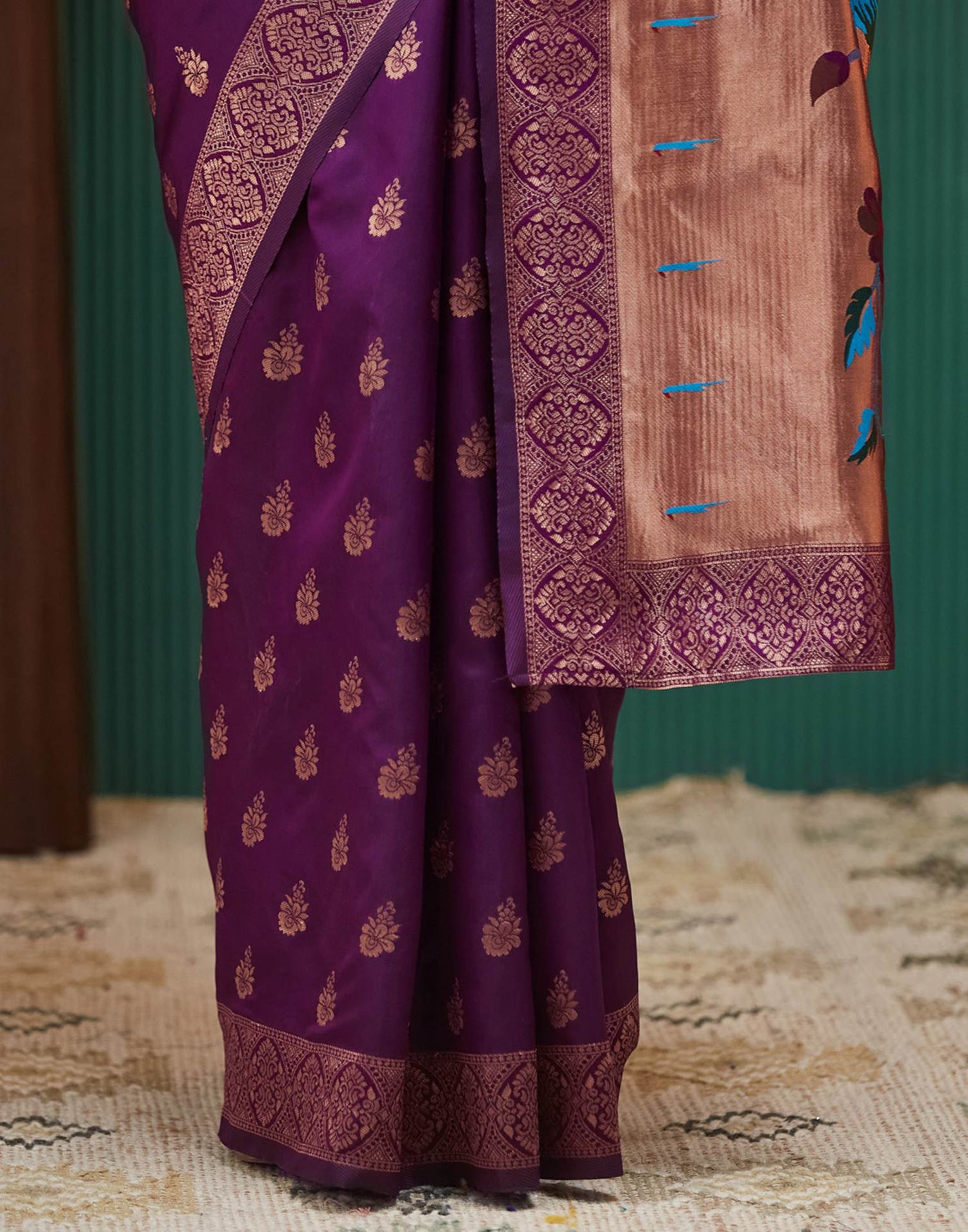 Dark Purple Silk Woven Paithani Saree