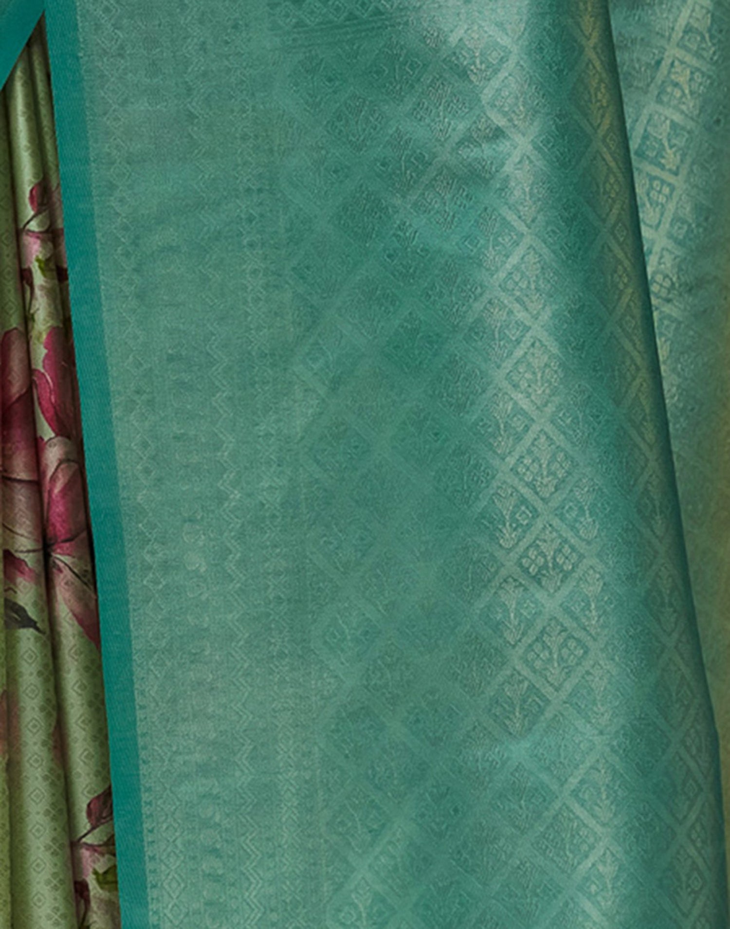 Tea Green Silk Printed Woven Saree