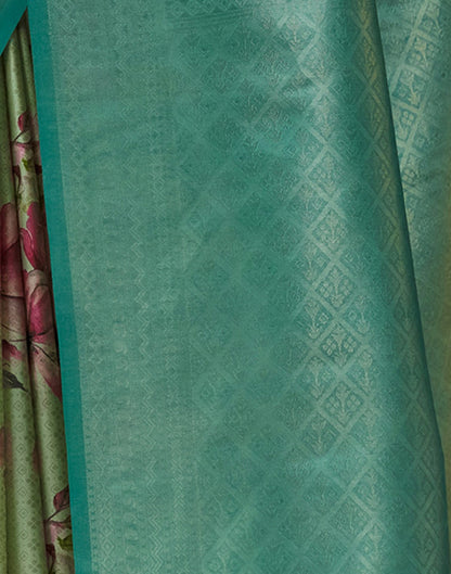 Tea Green Silk Printed Woven Saree
