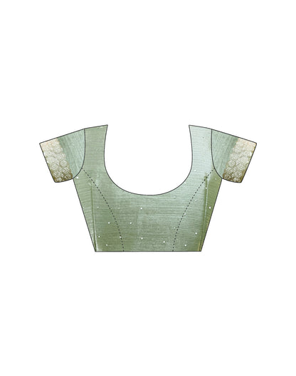 Pista Green Shimmer Chiffon Stone Work Embellished Saree