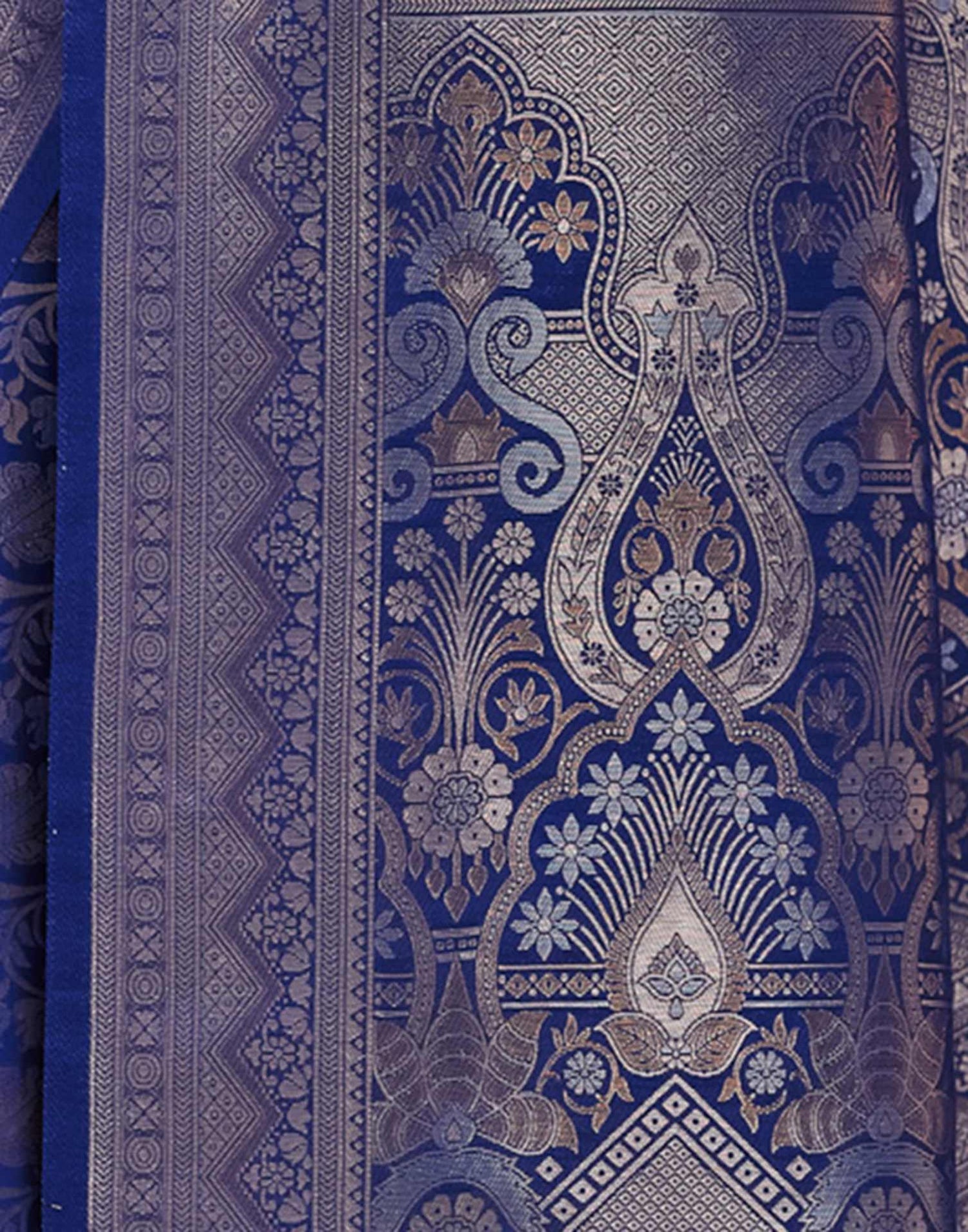 Dark Blue Silk Woven Banarasi Saree