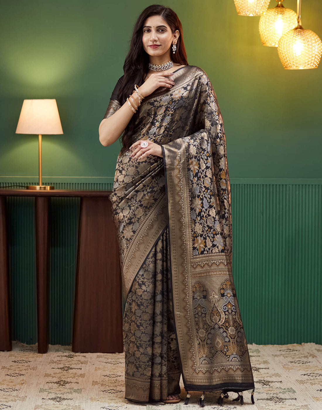 Black Silk Woven Banarasi Saree