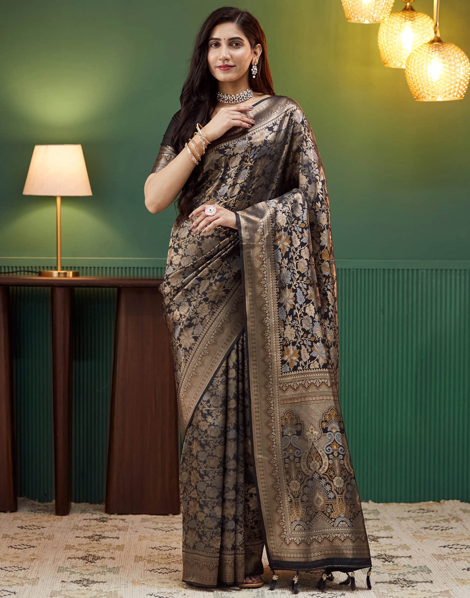 Black Silk Woven Banarasi Saree