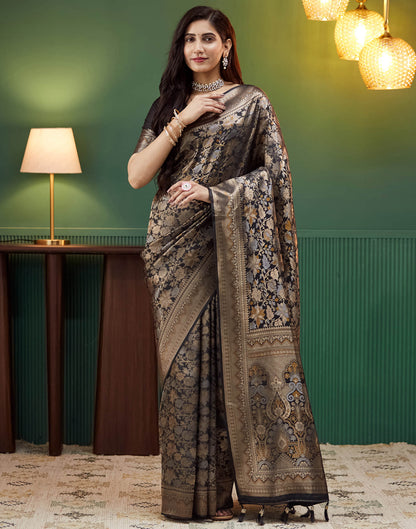 Black Silk Woven Banarasi Saree