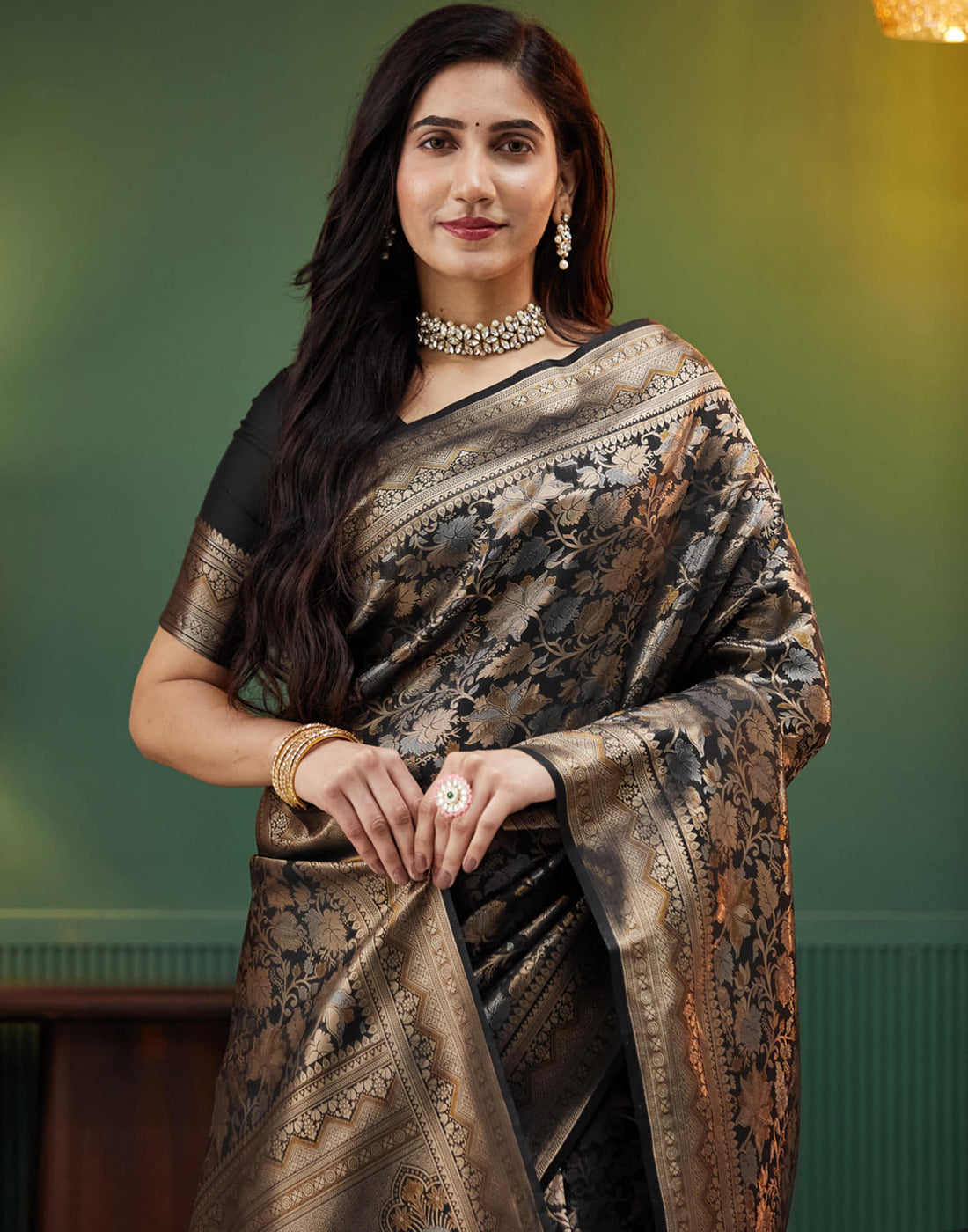 Black Silk Woven Banarasi Saree