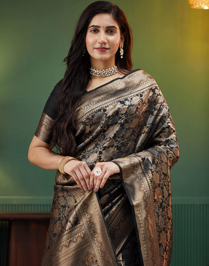 Black Silk Woven Banarasi Saree